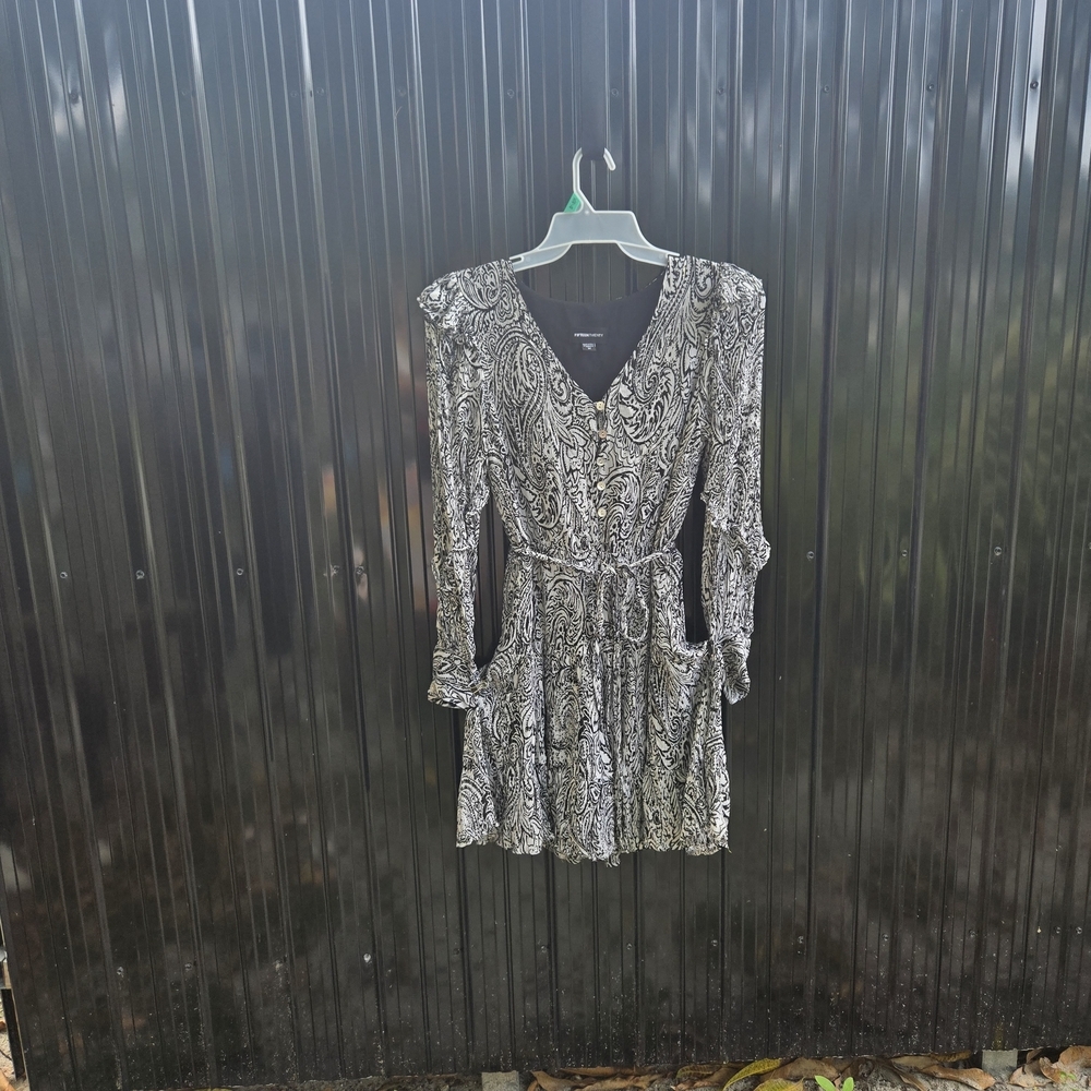 Fifteen Twenty Black and White Puff Sleeve Cocktail Dress